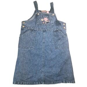 Girl's 6X JUST FRIENDS Denim Blue Jean Dress Jumper Classic Embroidered Cotton‎